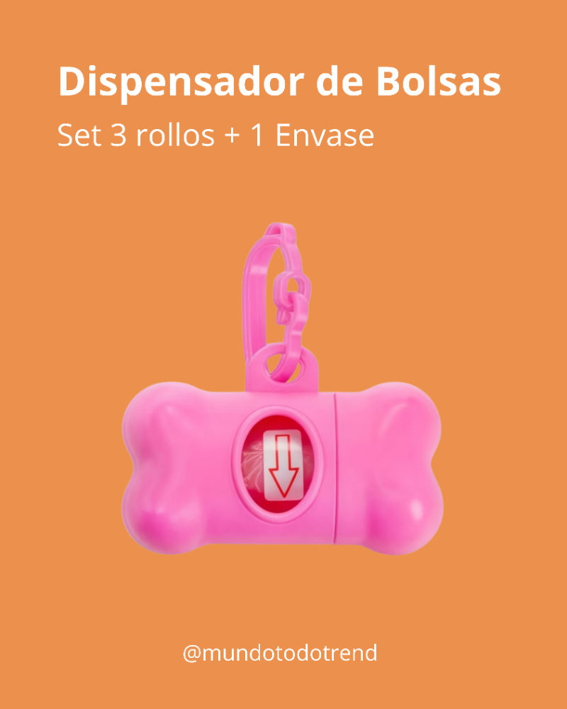 Kit Dispensador De Bolsas Perro Forma Hueso + 3 Rollos