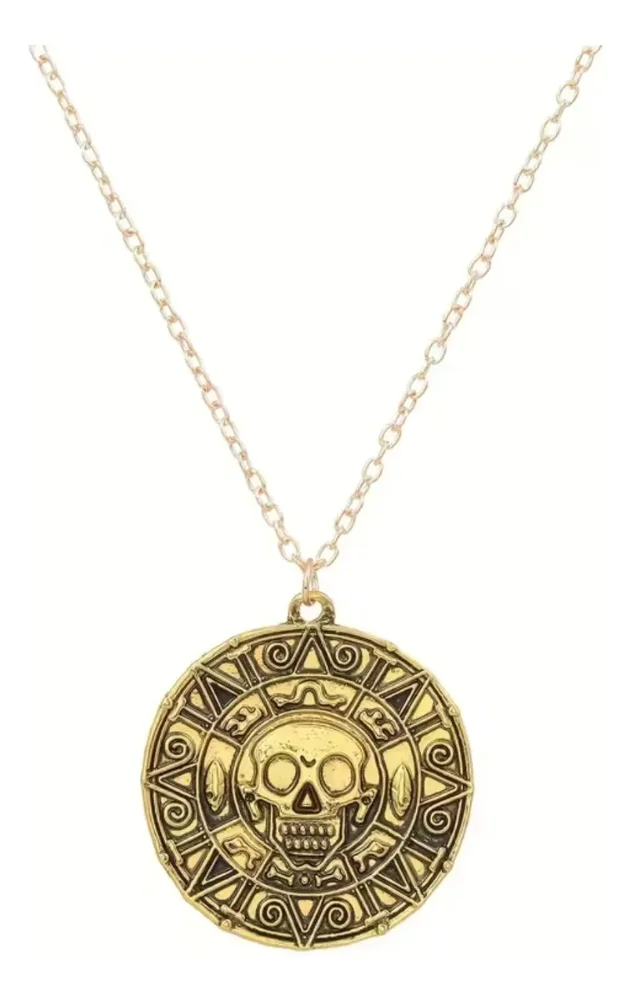 Collar Moneda Pirata Dije Cráneo Estilo Piratas Del Caribe