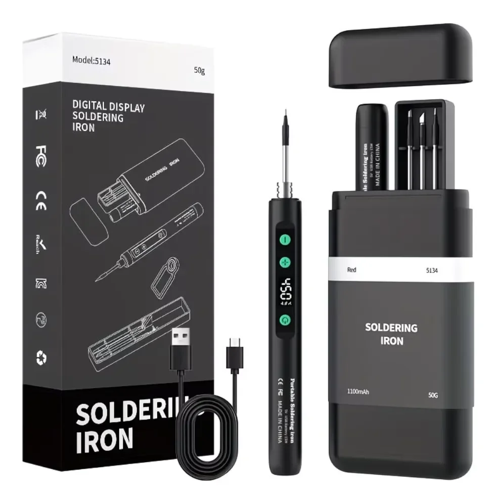 Kit Soldador Digital Portátil: 180-450°c, 3 Puntas