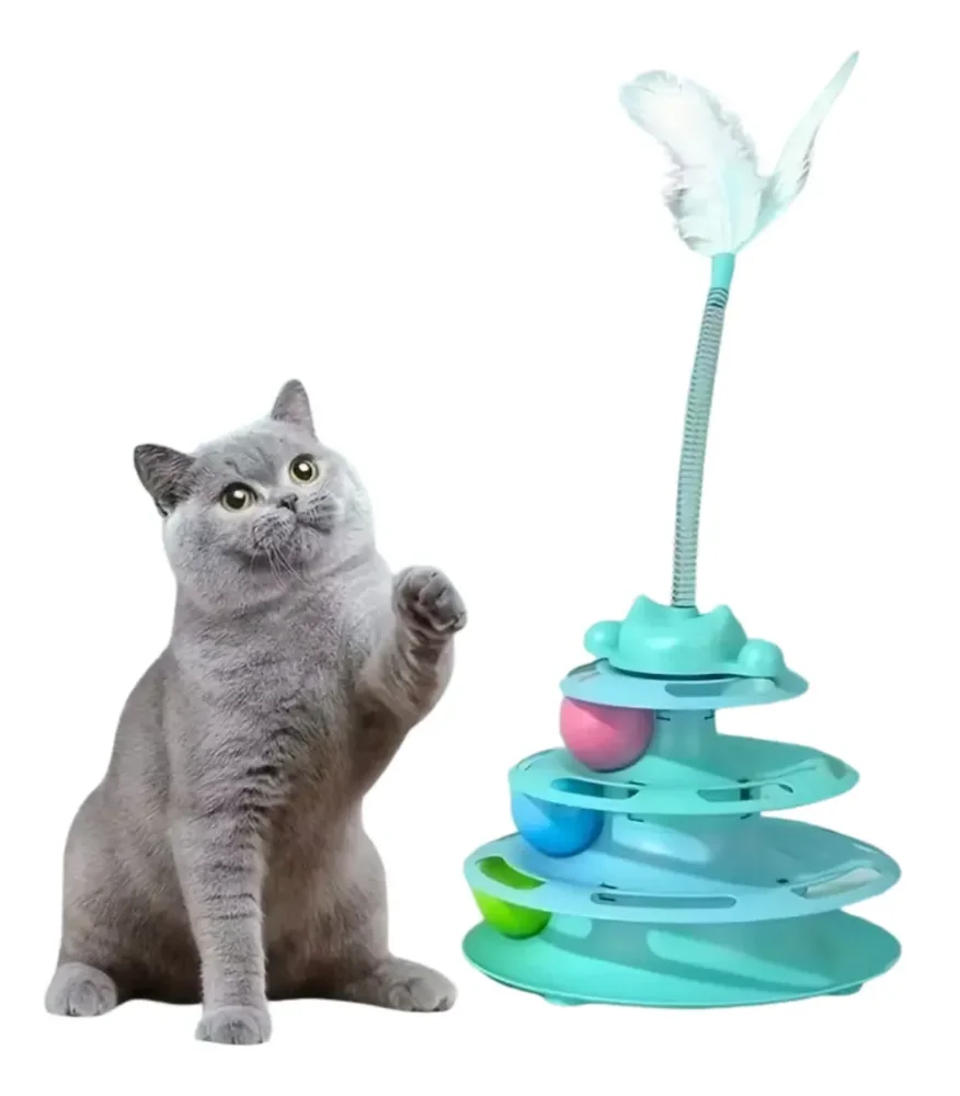Torre De Juguete Interactiva Para Gatos 4 Niveles Con Pelota