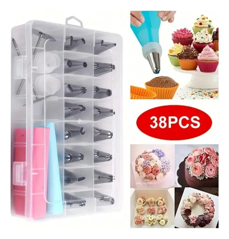 Kit De Decoración De Tortas 38 Piezas Boquillas Y Estuche