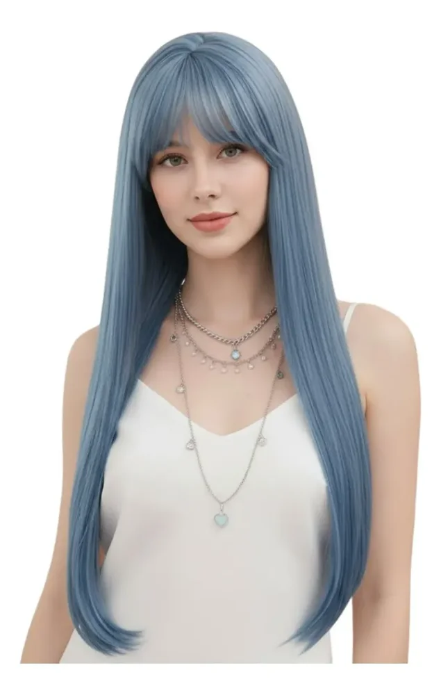 Peluca Larga Azul Mixto 61cm Lacia Con Flequillo Cosplay Agregar a favoritos