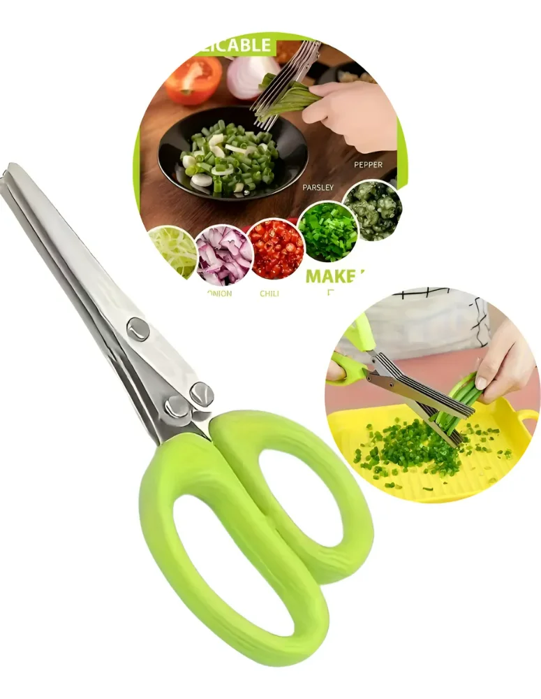Tijera Para Cocina Verduras Hierbas Corte Múltiple 3 Hojas