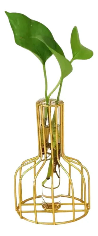 Jarrón Nórdico De Hierro Para Flores Jarrón De Vidrio Dorado