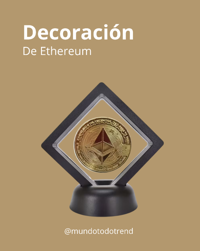 Moneda Coleccionable Ethereum Y Bitcoin Marco Flotante Negro