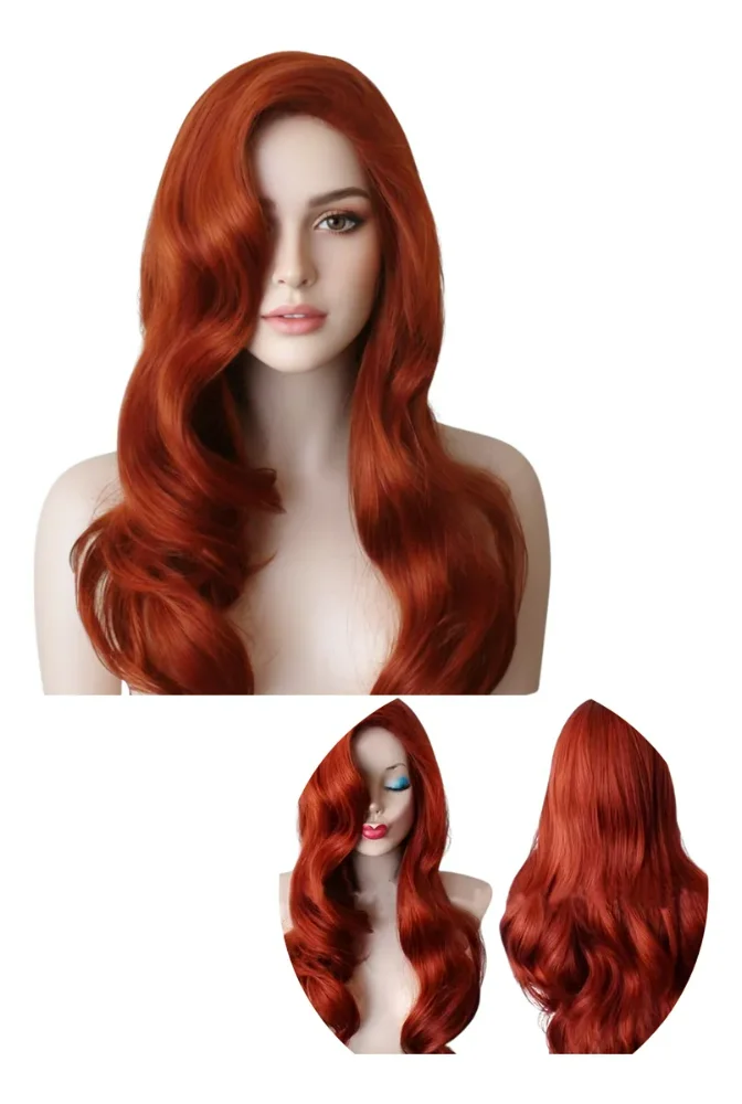 Peluca Unisex De Cosplay Diseño Rojo Rizado