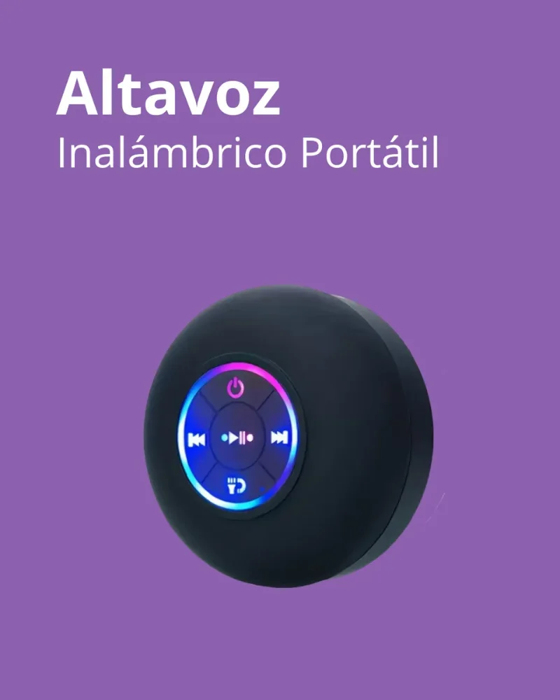 Mini Altavoz Portátil Bluetooth Con Luces Led Rgb Y Ventosa