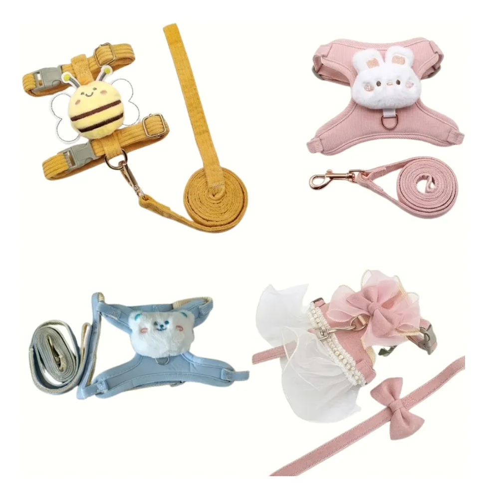 Set De Arneses Y Correas Decorativas Gatos Y Perros Pequeños.