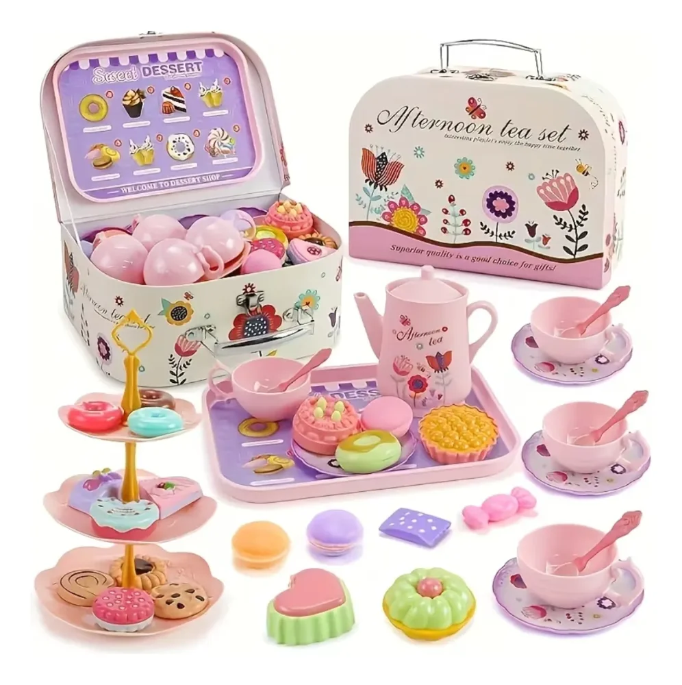 Set De Té Infantil Con Maletín Y Postres De Juguete