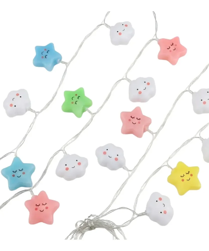 Luces Led Decorativas De Estrellas Y Nubes Multicolor 1.5m