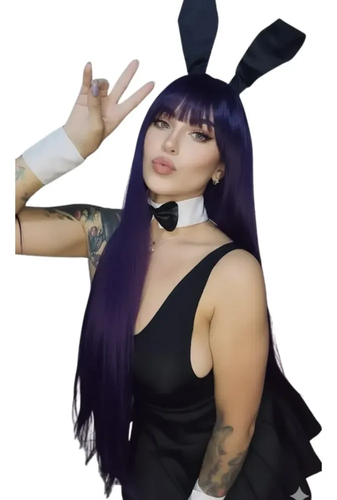 Peluca Larga Púrpura Oscuro 24 Pulgadas Lisa Para Cosplay