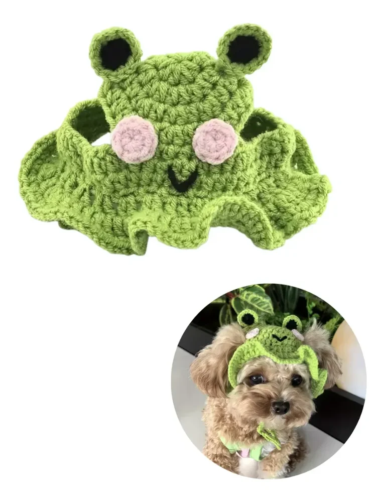 Gorro De Lana Con Diseño De Rana Para Gatos Y Perros