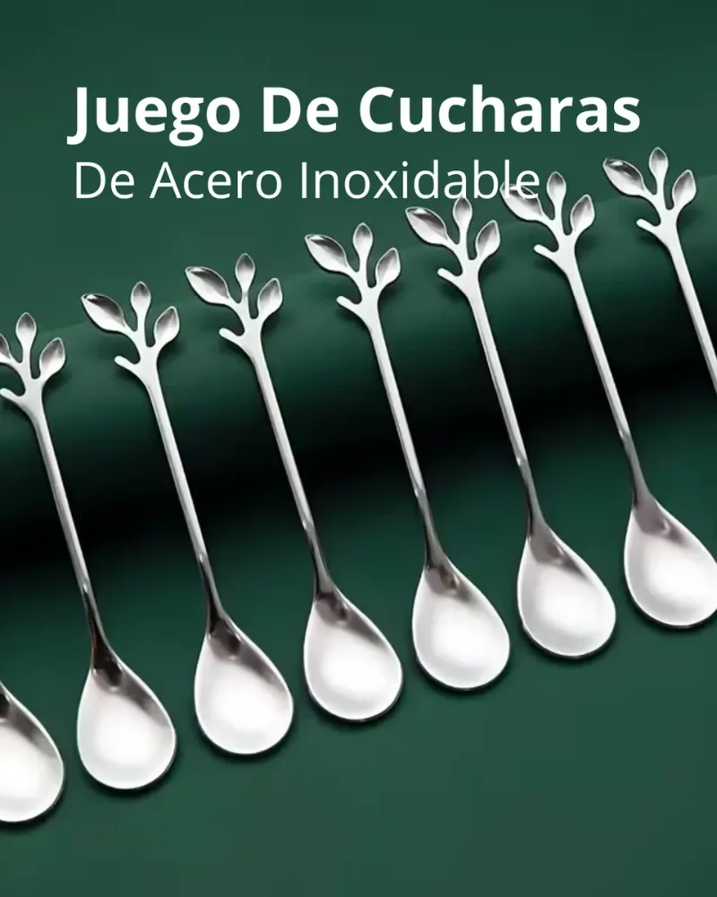 Juego De 8 Cucharas De Acero Inoxidable Diseño Ramas