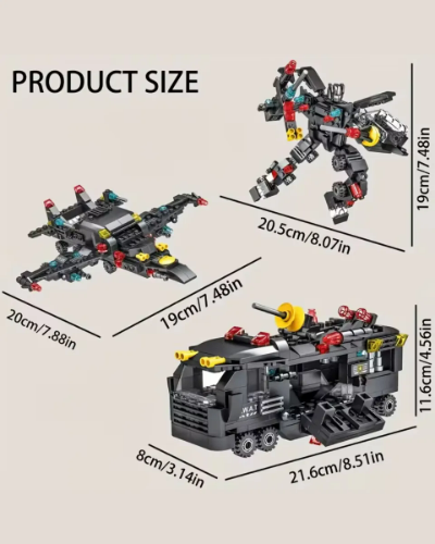 Bloques Construcción Vehículo Policial Robot
