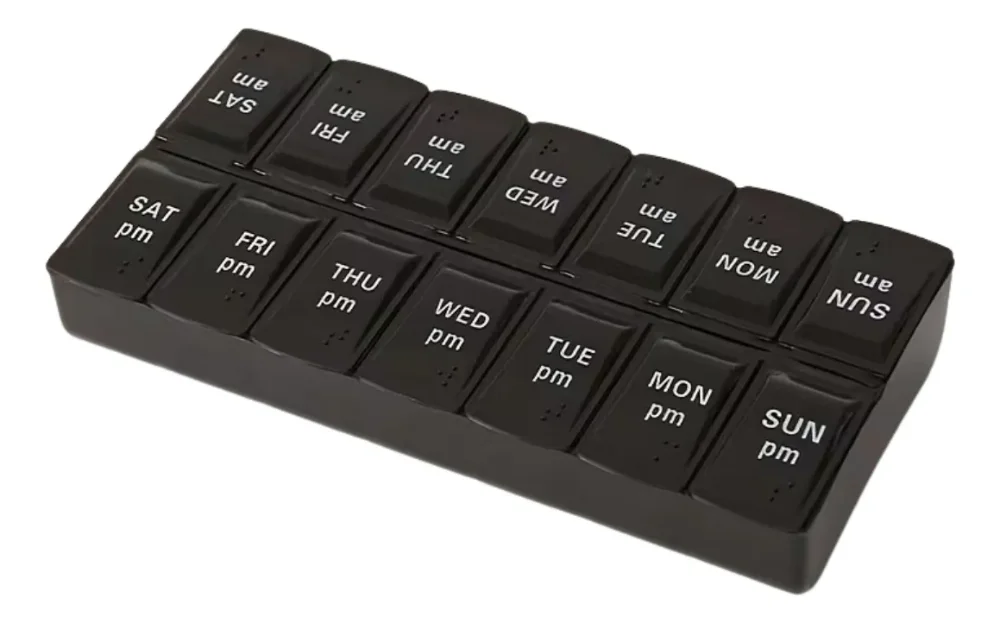 Organizador De Pastillas De 14 Compartimentos Con Braille