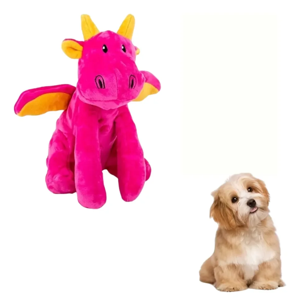 Juguete De Felpa Para Perros: Dragón Rosa Con Sonido