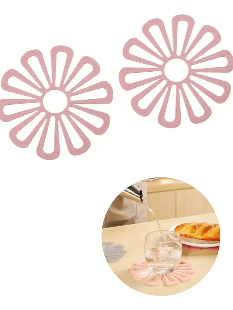Protector Térmico De Mesa: Silicona Gruesa Diseño Rosas 2pcs