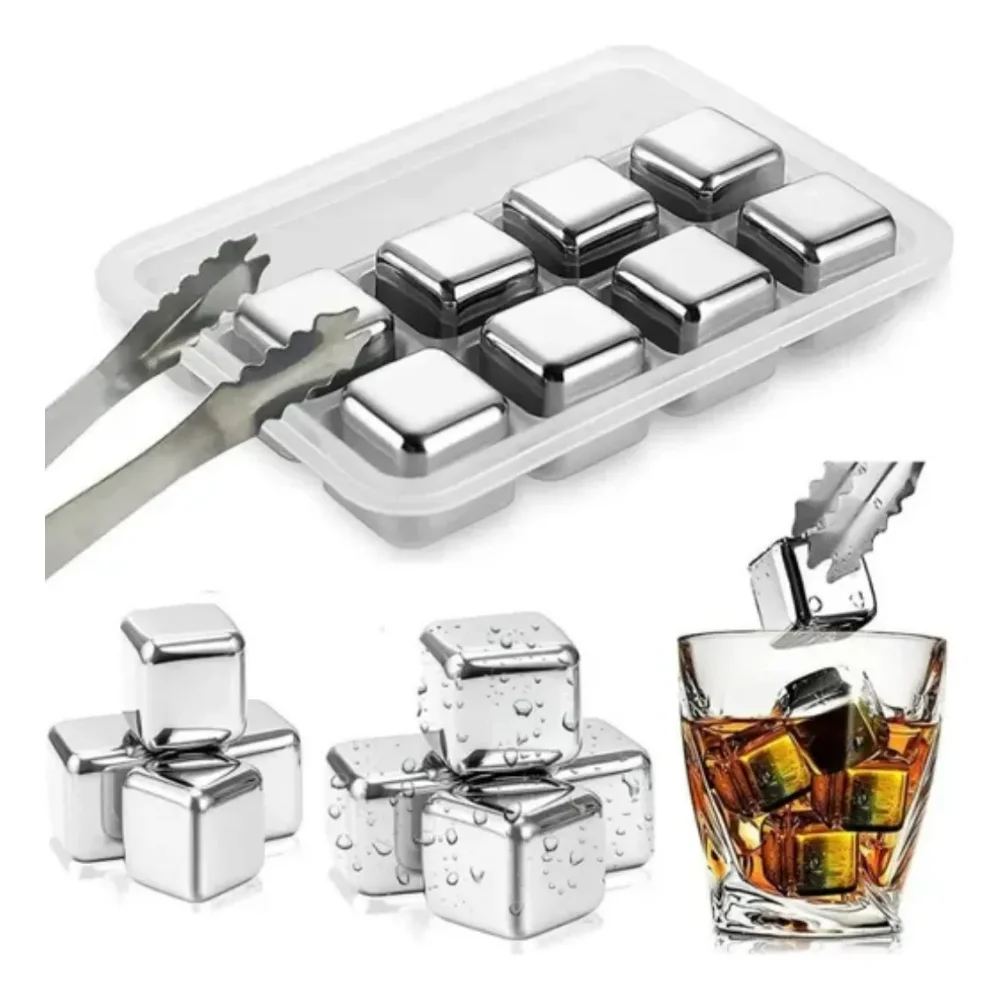 Cubos Hielo Artificial Acero Reutilizables Bebidas Whiskey