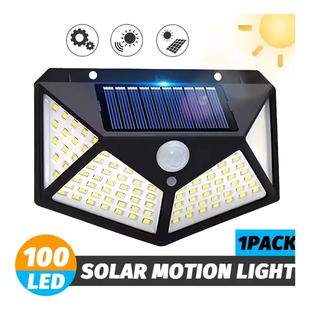 Foco Solar Exterior 100 Led, Lámpara De Pared Con 3 Modos