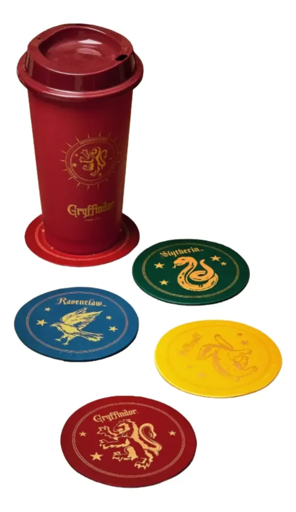 Set 4 Posavasos Harry Potter Casas Hogwarts Cuero Sintético