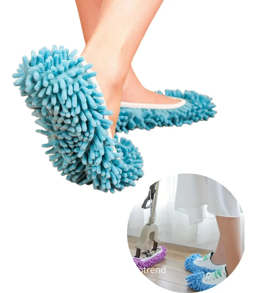 Par Zapatillas Mopa Limpia Pisos Microfibra Chenilla