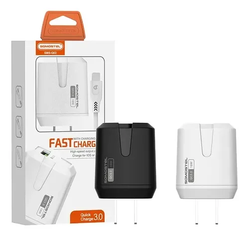 CARGADOR CARGA RAPIDA SOMOSTEL Q02 TIPO-C