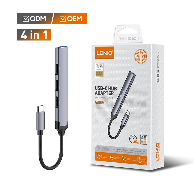 ADAPTADOR LDNIO DS-34U 4-in-1 To USB-C HUB