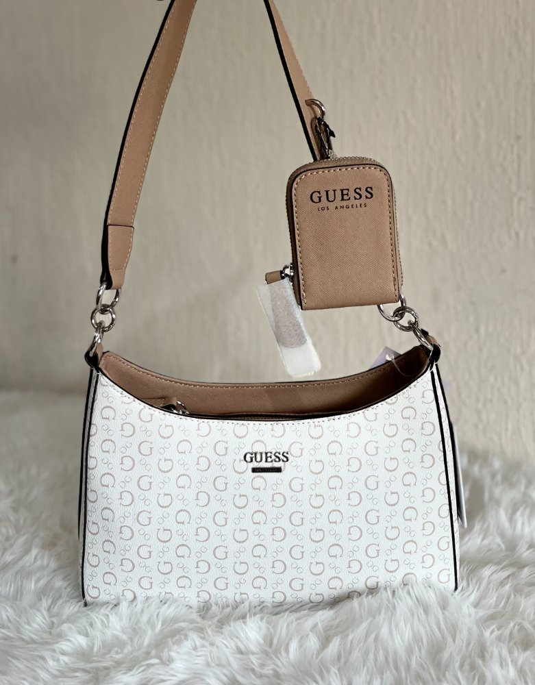 Shoulder Bag Guess Blanco/Cafe
