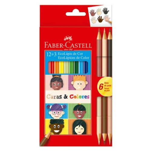 COLORES FABER CARAS Y COLORES 12+3 TRIAGULAR
