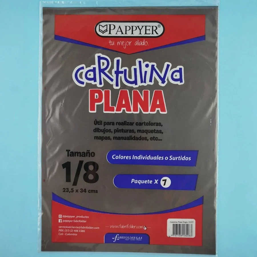 CARTULINA NEGRA PAPPYER FABRIFOLDER 1/8
