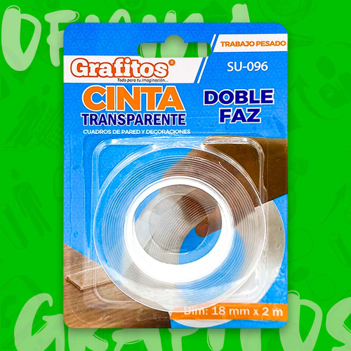CINTA DOBLE FAZ TRANSPARENTE 18X2M SUESCUN REF SU-096