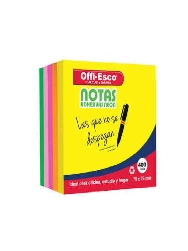 NOTAS ADHESIVAS MEDIANAS OFFI-ESCO SURTIDA X400 OE-376