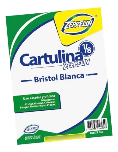 CARTULINA BRISTOL BLANCA 1/8 ZP163 ZEPPELIN