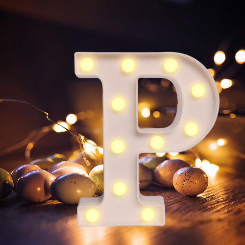 LETRA "P" ESPEJO CON LUZ 17 CM