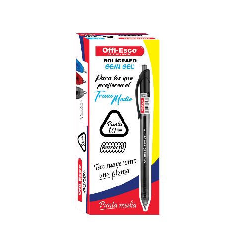 BOLIGRAFO RETRACTIL OFFI-ESCO REF OE-047 SEMI GEL 1.0
