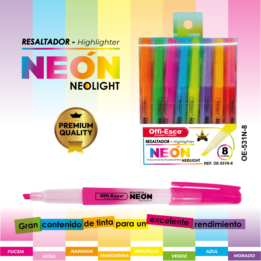 EST RESALTADOR OFFI-ESCO X8 REF OE-531N NEON