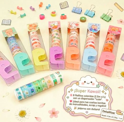 Set 8 rollos de Washi Tape