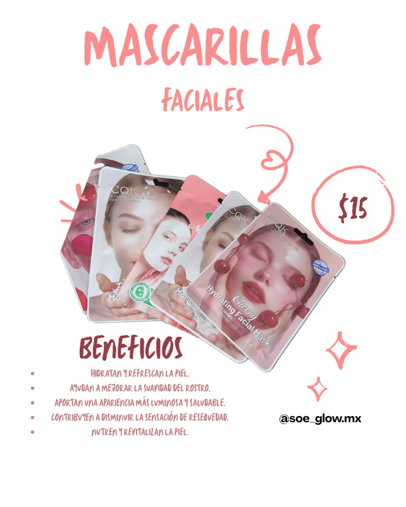 MASCARILLAS FACIALES (rosas, cereza, arroz y mas)