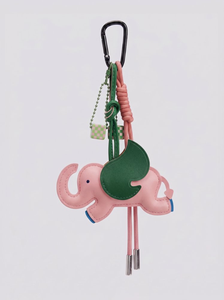 LLAVERO DE SEMICUERO ELEFANTE ROSADO