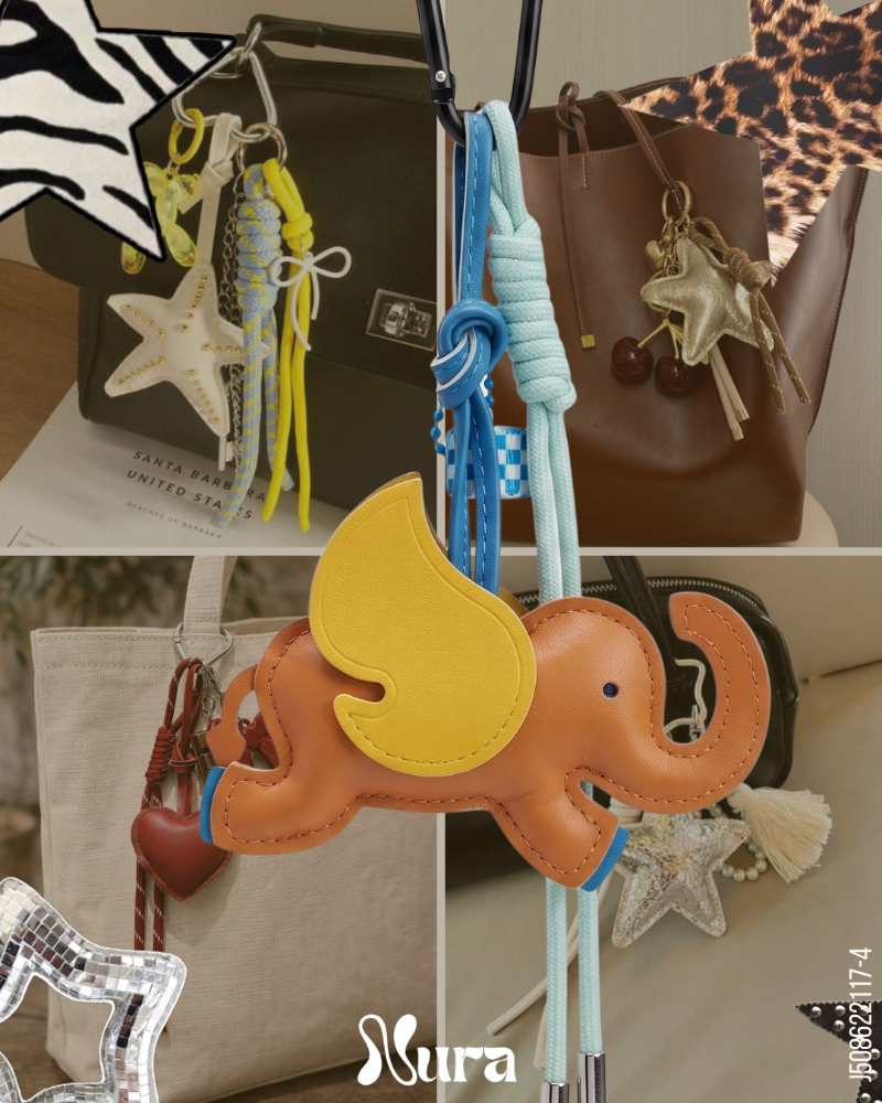 LLAVERO DE SEMICUERO ELEFANTE MARRON