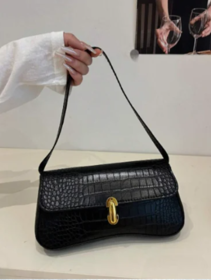 CARTERA DE HOMBRO NEGRA TIRA CORTA