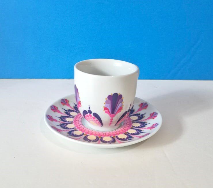 Taza de té mandala rosa
