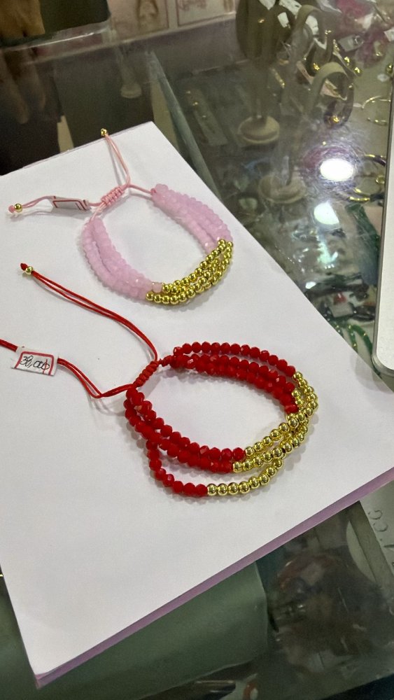 PULSERA EN MURANO, ROSADA Y ROJA