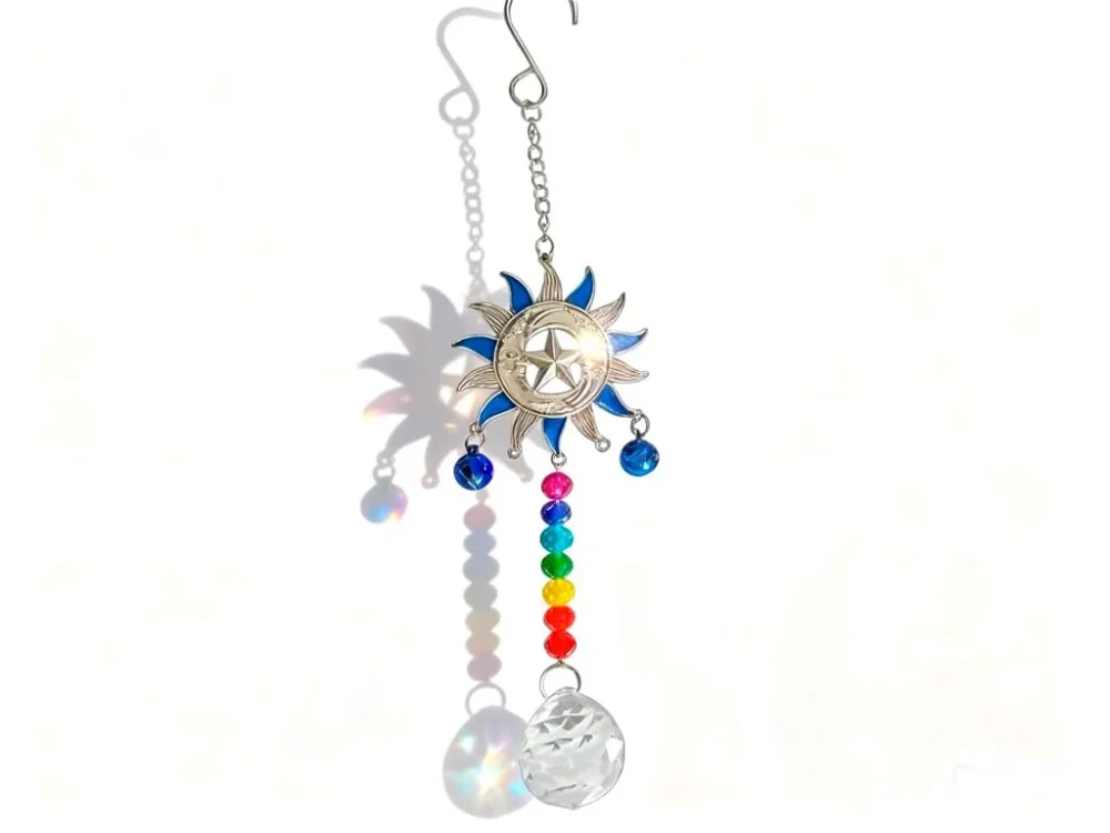 ATRAPASOL SOL Y ESTRELLA OJO TURCO 7 COLORES CON CASCABEL 22CM