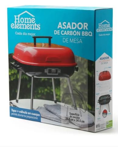 Asador a Carbon de Mesa BBQ Home Elements Rojo