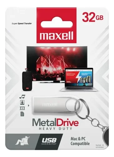 Maxell Memoria Usb Metal 32gb Puerto 3.2 Color Plateado