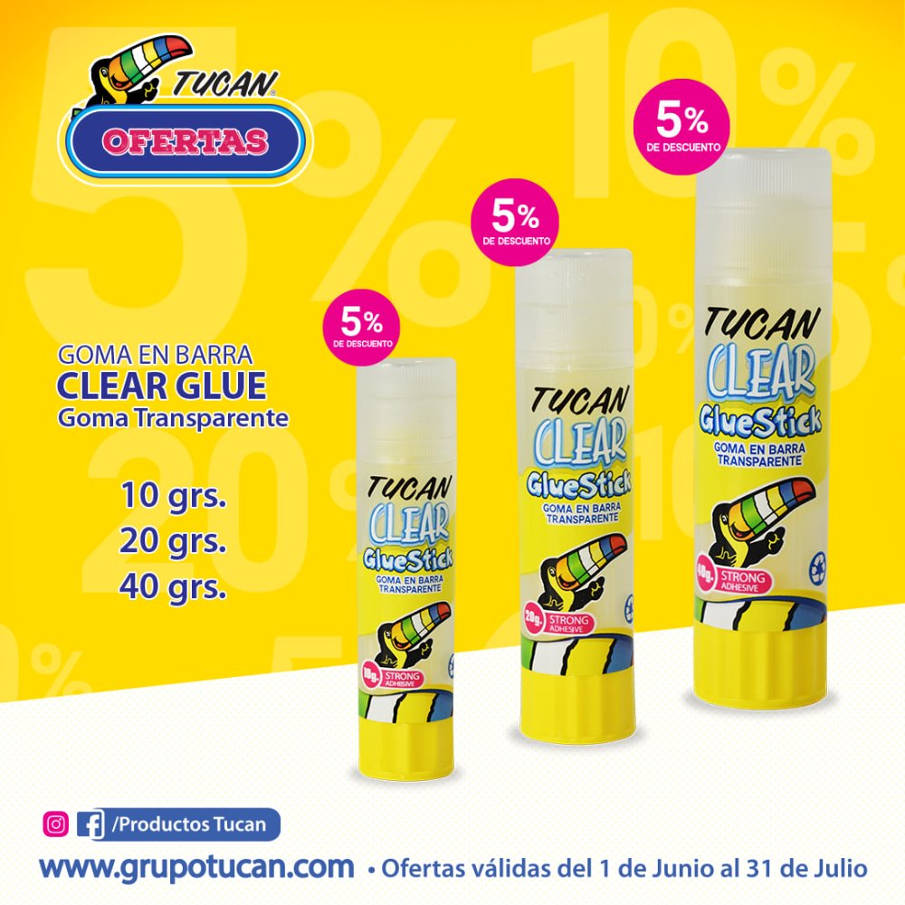 GOMA EN BARRA TUCAN CLEAR GLUESTICK 8 GRAMOS
