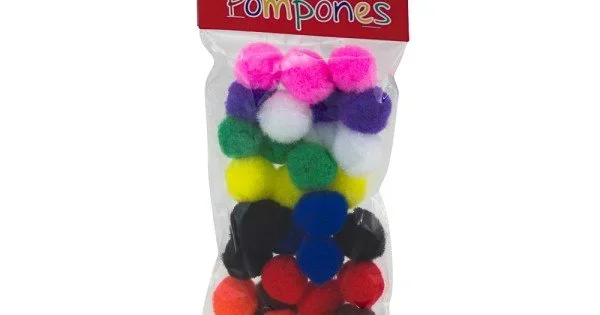 BOLSA DE POMPONES DE COLORES  FUERTES