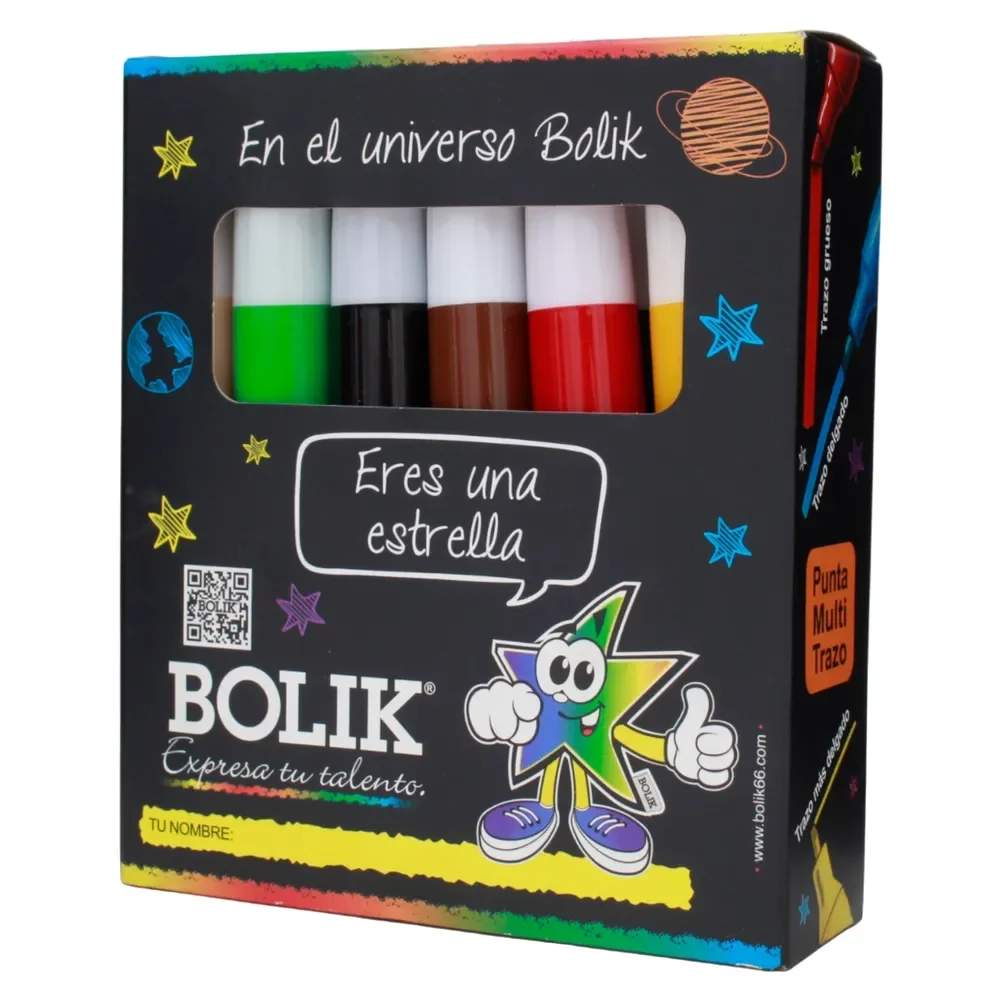MARCADORES BOLIK GRUESOS DE 12 COLORES