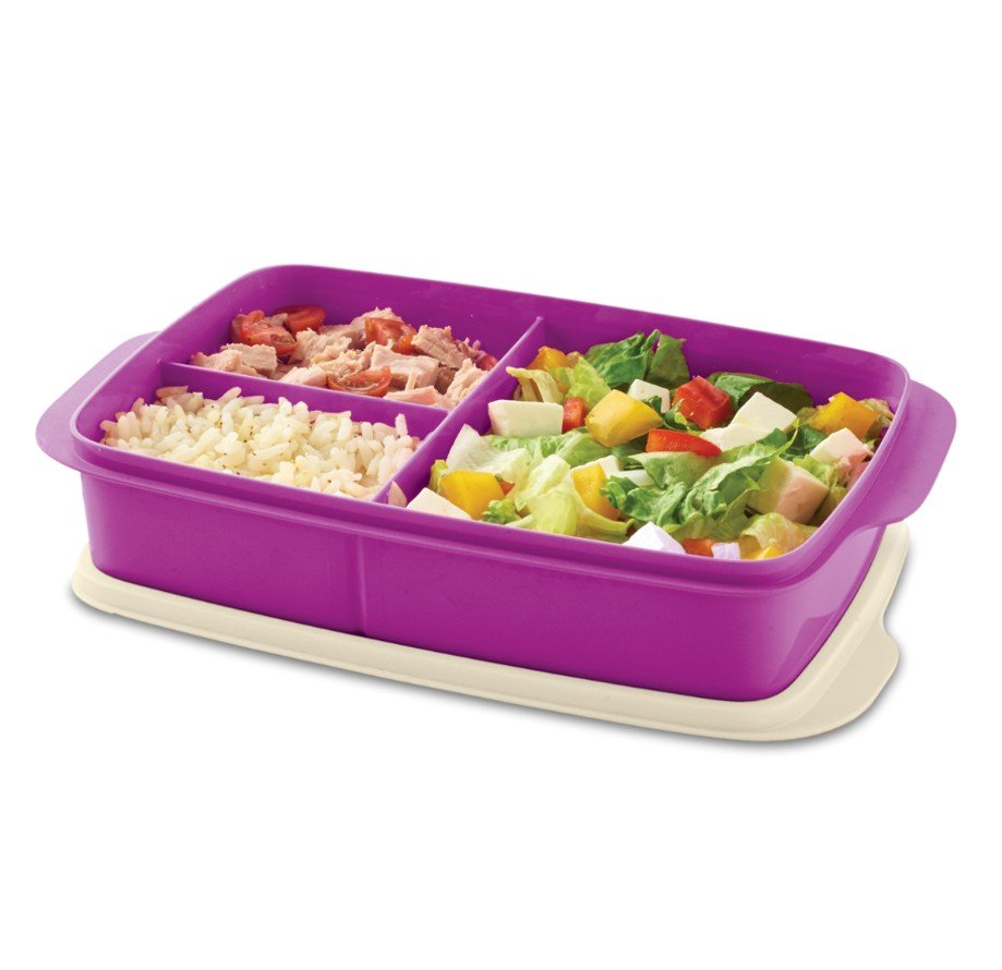 Eco lunch rectangular morado/crema